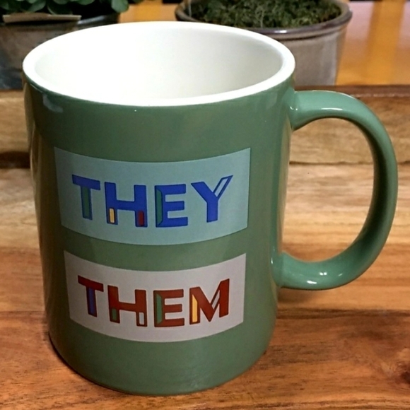 NEW Room Essentials Stoneware Mug "They / Them" Preferred Pronoun Pride LGBT - Picture 1 of 6
